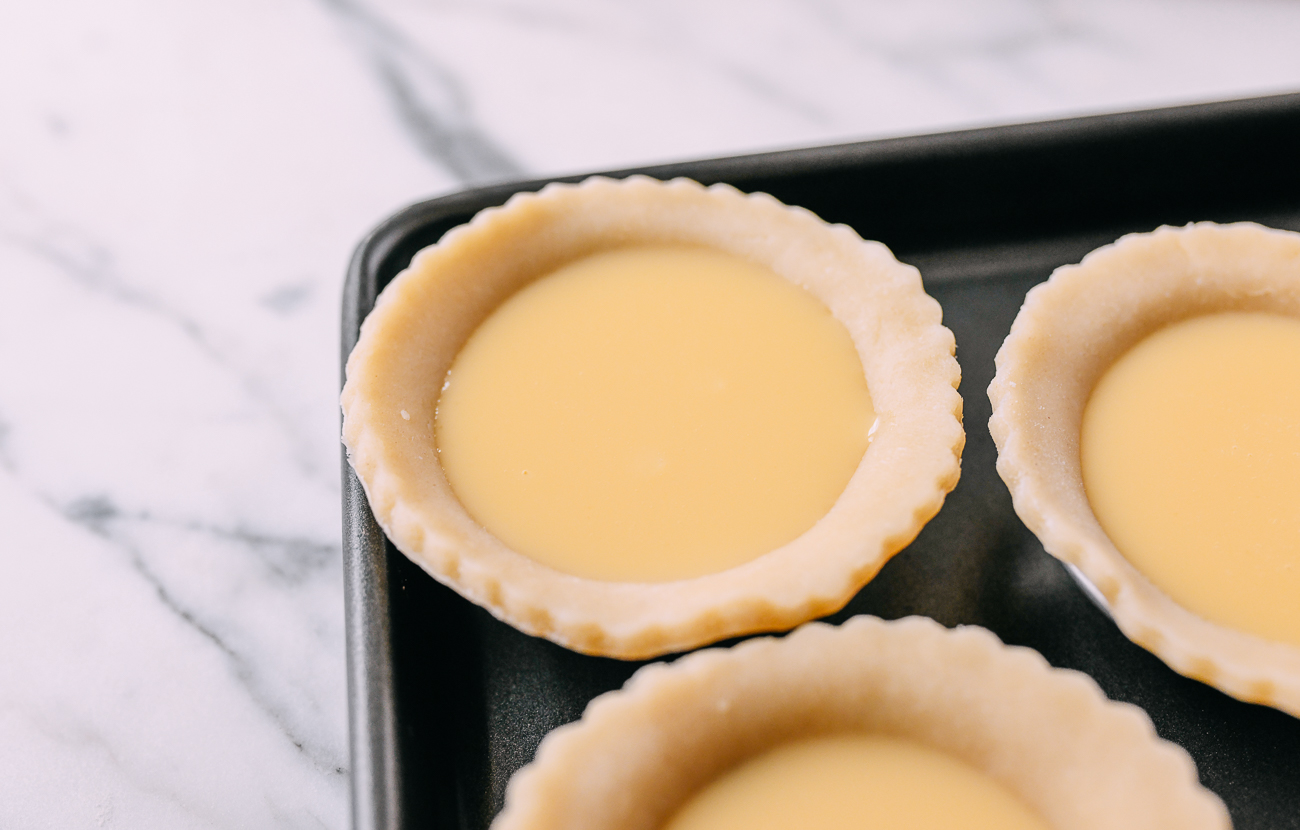 Tart shells filled with custard